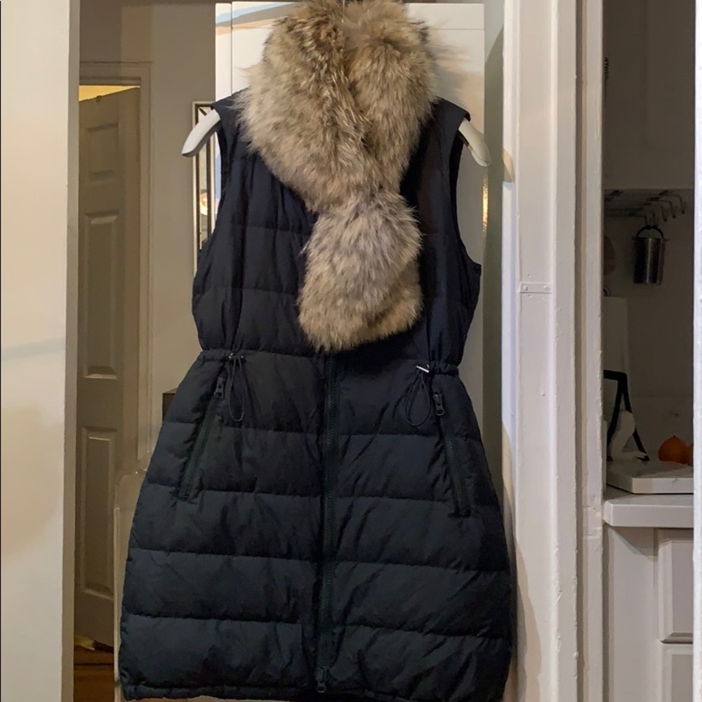 Theory Down Vest with Detachable Raccoon Fur